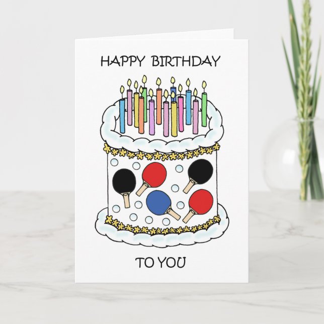 Happy Birthday Tennis Ping Pong Karte (Vorderseite)