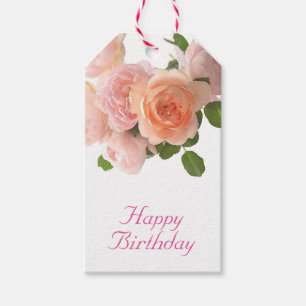 Happy Birthday Text Handgeschriebener Trendy Flora Geschenkanhänger