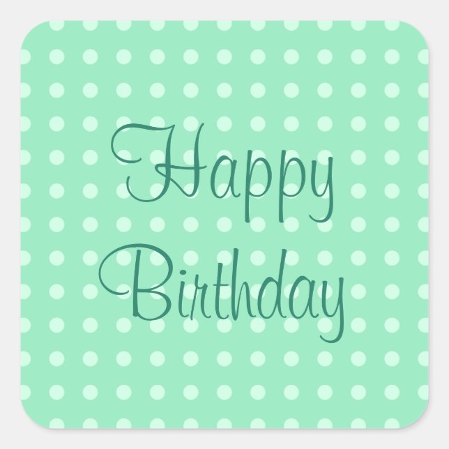 Happy Birthday Text Minze Green Template Rustikal Quadratischer Aufkleber (Vorderseite)