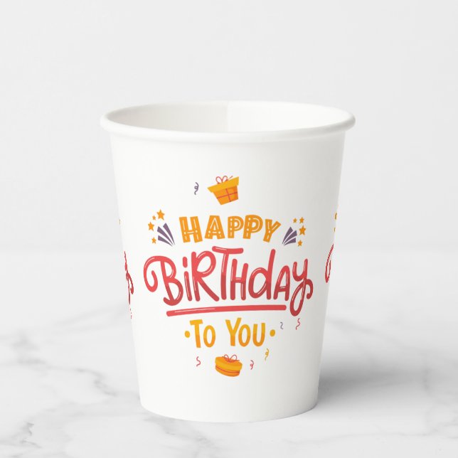 Happy Birthday Themed Paper Cups Pappbecher (Links)