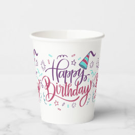 Happy Birthday Themed Paper Cups Pappbecher