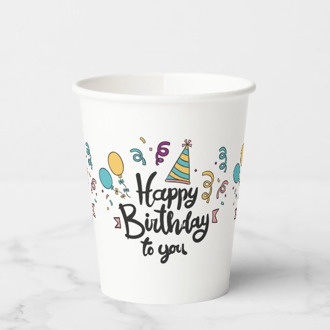 Happy Birthday Themed Paper Cups Pappbecher (Links)