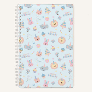 Happy Birthday Tiere Blau Notizbuch