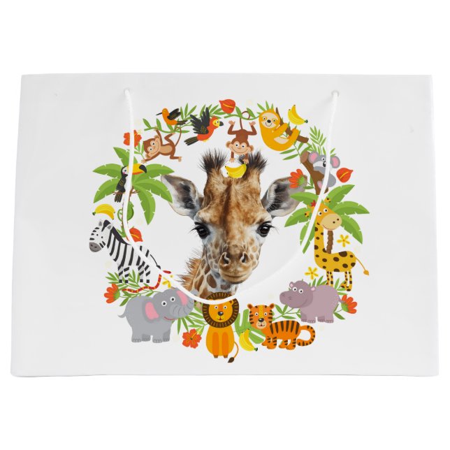 Happy Birthday Tiere Große Geschenktasche Große Geschenktüte (Vorderseite)