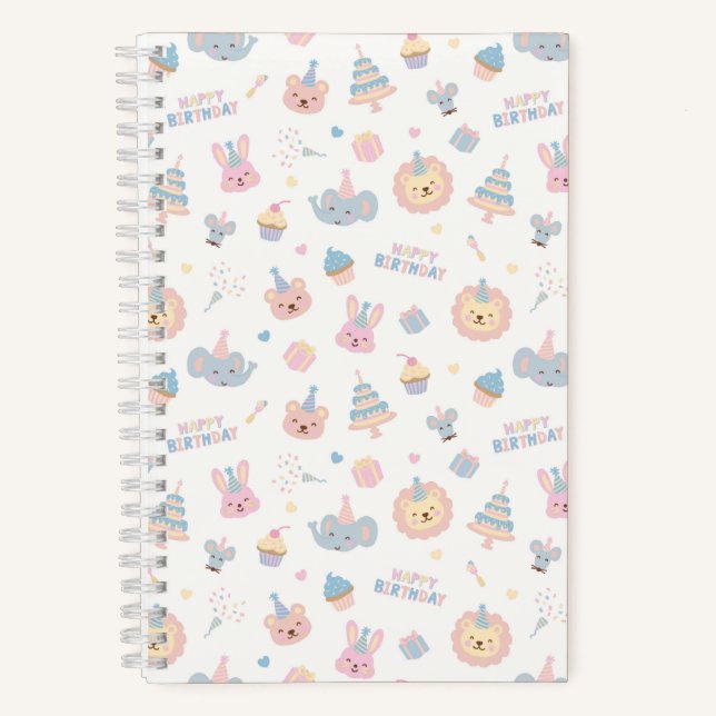 Happy Birthday Tiere Notizbuch (Vorderseite)