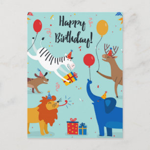 Happy Birthday Tiere Postkarte