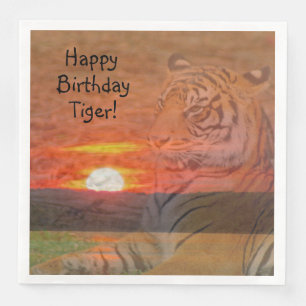 Happy Birthday Tiger Serviette