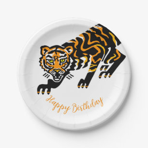 Happy Birthday - TIGER - wilde Tiere Papierplatte Pappteller