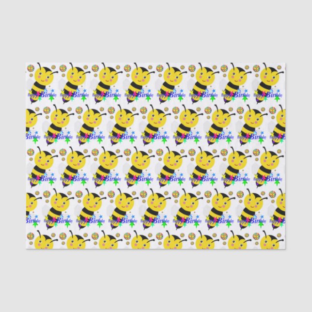 Happy Birthday Tissue Bumblebee Seidenpapier (Vorderseite)
