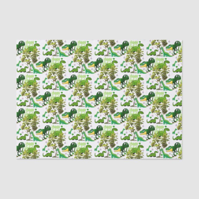 Happy Birthday Tissue Dinosaur Seidenpapier (Vorderseite)