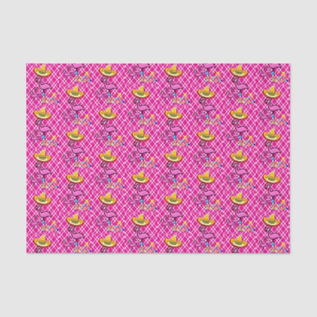 Happy Birthday Tissue Flamingo Seidenpapier (Vorderseite)