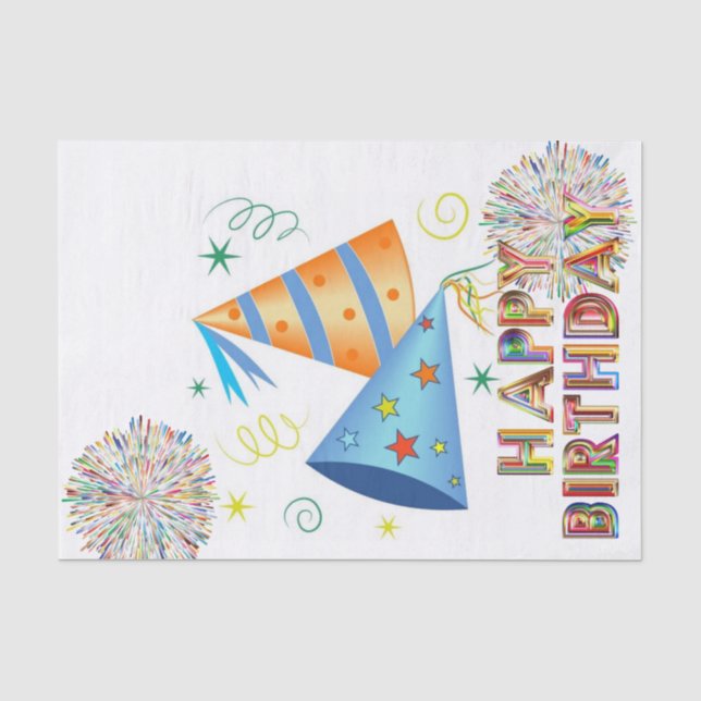 Happy Birthday Tissue Paper Birthday Hats Seidenpapier (Vorderseite)
