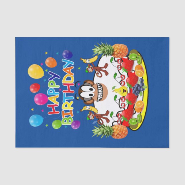 Happy Birthday Tissue Paper Monkey Seidenpapier (Vorderseite)