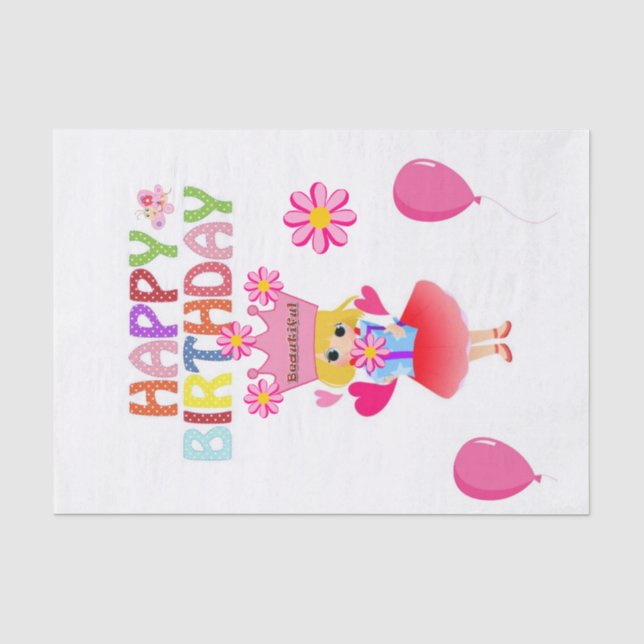 Happy Birthday Tissue Paper Princess Seidenpapier (Vorderseite)