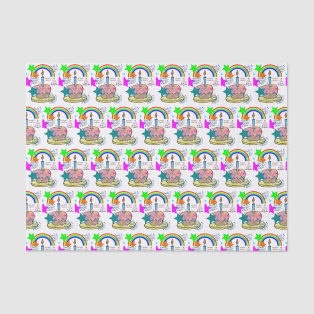 Happy Birthday Tissue Paper Rainbow Seidenpapier (Vorderseite)