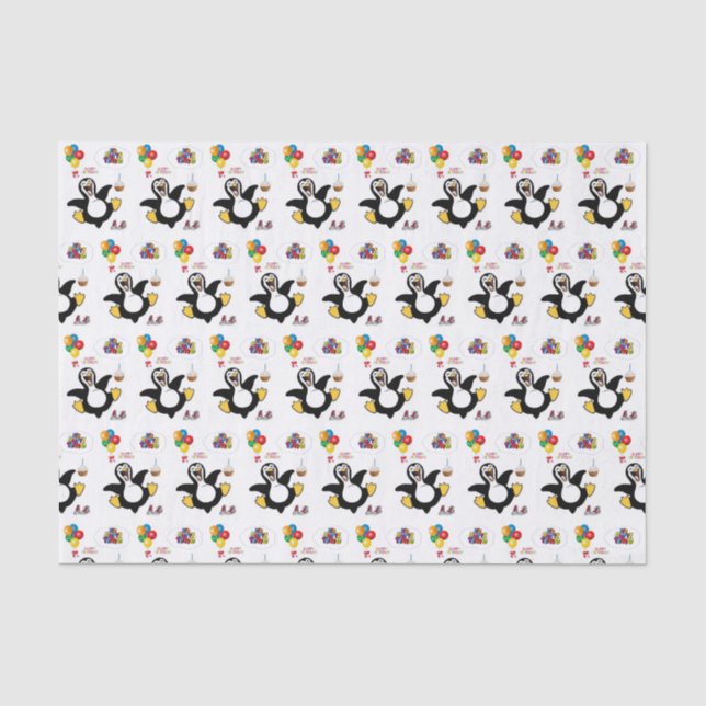 Happy Birthday Tissue Pinguin Seidenpapier (Vorderseite)
