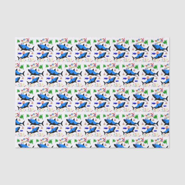 Happy Birthday Tissue Shark Seidenpapier (Vorderseite)