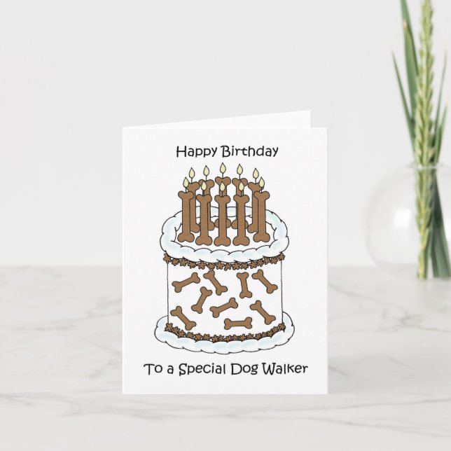 Happy Birthday to Dog Walker Karte (Vorderseite)