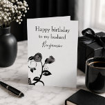 Happy birthday to my husband black and white rose karte<br><div class="desc">In lovely birthday greeting for your husband, this item feature a white background with a black illustration of a rose. Die Happy Birthday to my husband Benjamin. Easily replace the name with your loved one. There is hat viele Inside Botschaften der Greeting Card. Image by Clker-Free-Vector-Images from Pixabay Greeting card...</div>