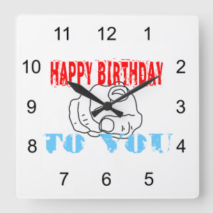 Happy Birthday To You Quadratische Wanduhr