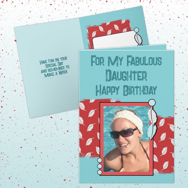 Happy Birthday Tochter Foto grün rot Karte (Von Creator hochgeladen)