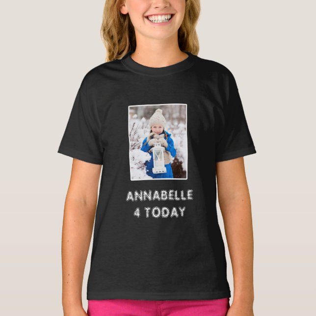 Happy Birthday Tochter Name und Foto Black T-Shirt (Vorderseite)