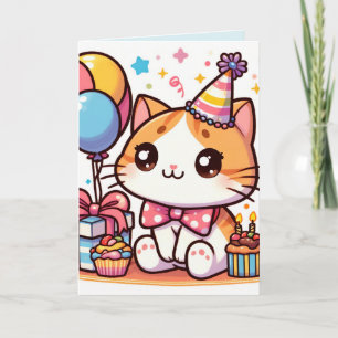 Happy Birthday Toon Kitty Birthday Card Einladung