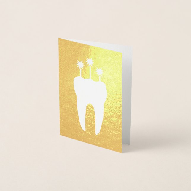 Happy Birthday Tooth mit Kerzen Folienkarte (Vorderseite)
