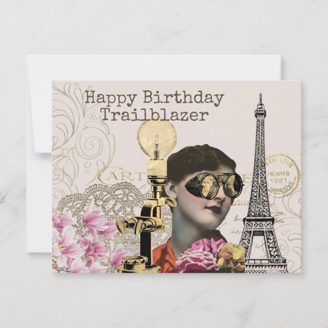 Happy Birthday Trailblazer Steampunk Vintag Karte (Vorderseite)