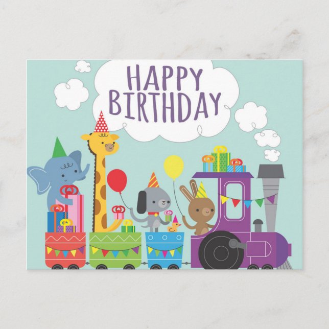 Happy Birthday Train Postkarte (Vorderseite)