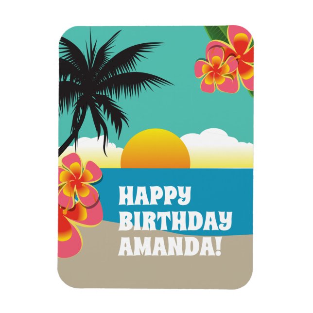 Happy Birthday Tropical Caribbean Cruise Magnet (Vertikal)