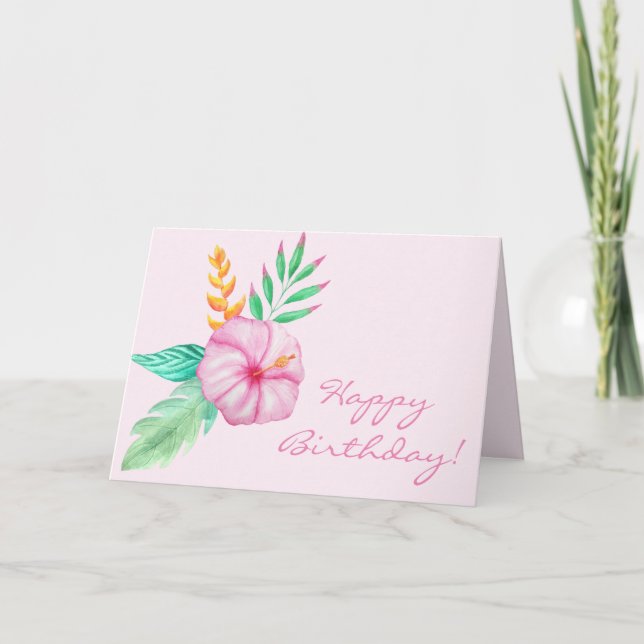 Happy Birthday | Tropischer Hibiskus Bouquet Karte (Vorderseite)