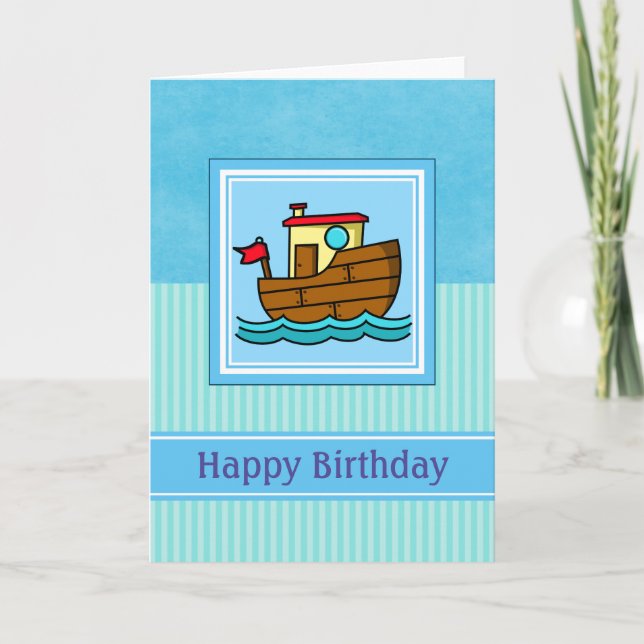 Happy Birthday Tug Boat Karte (Vorderseite)