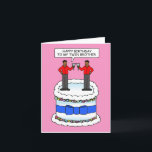 Happy Birthday Twin Brother Afrikanische Amerikane Karte<br><div class="desc">Ein Cartoon zweier afrikanischer Männchen,  stehend auf einem Kuchen. Einer der Männer ist das Sprichwort 'glücklicher Geburtstag meines Zwillingsbruders'.</div>