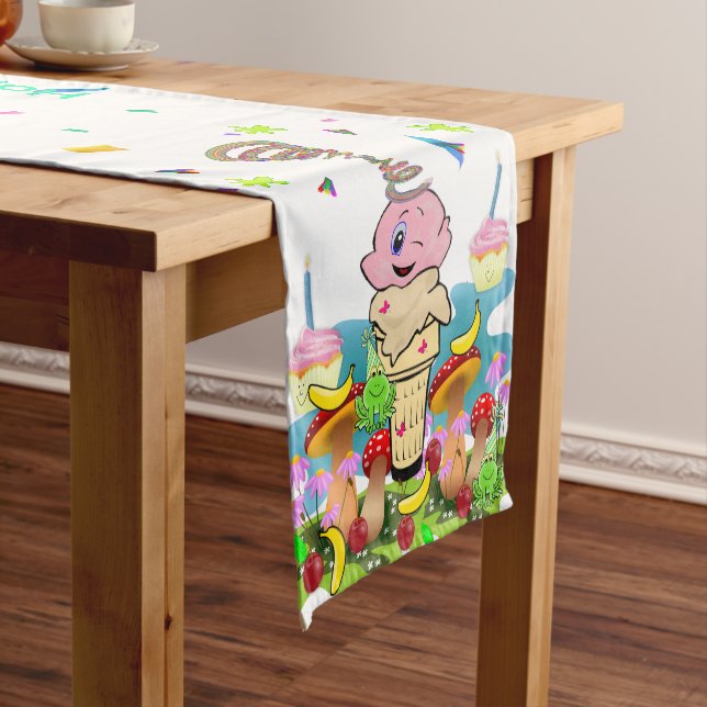Happy Birthday Twin Cupcake Table Runner Kurzer Tischläufer (Beispiel)