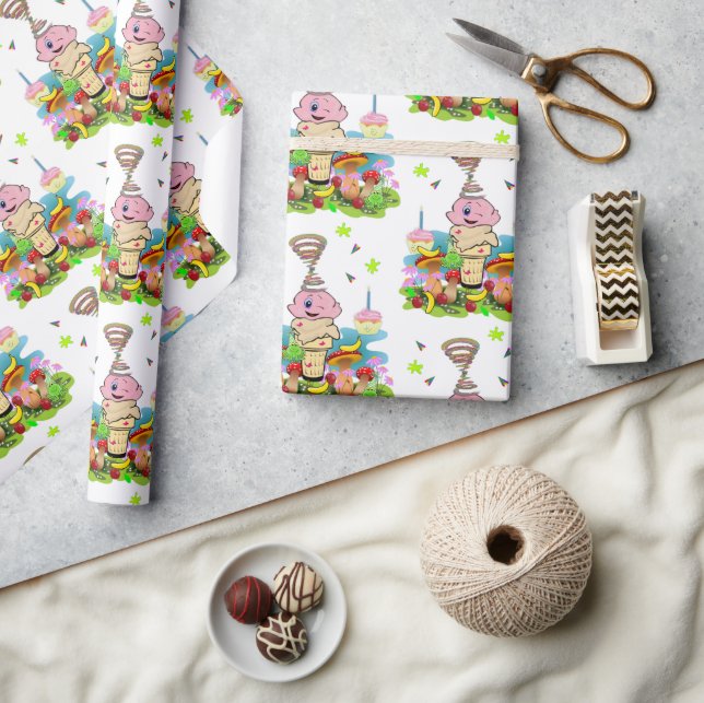 Happy Birthday Twin Wrapping Paper Cupcake  Geschenkpapier (Kunsthandwerk)