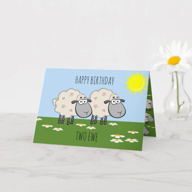 Happy Birthday Two Ewe Karte (Kleine Pflanze)