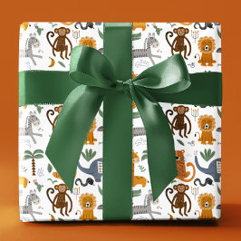 Happy Birthday Two Wild Niedlich Safari Tiere Geschenkpapier