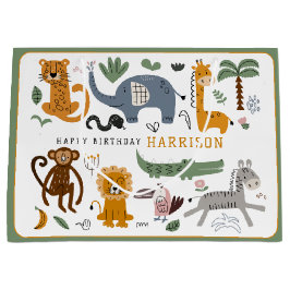 Happy Birthday Two Wild Safari Tiere Kinder Große Geschenktüte