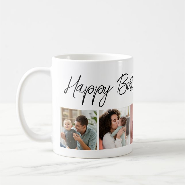 Happy Birthday Typografie 5 Foto Collage Kaffeetasse (Links)