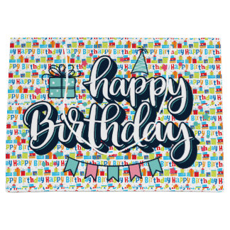 Happy Birthday Typografie Große Geschenktüte