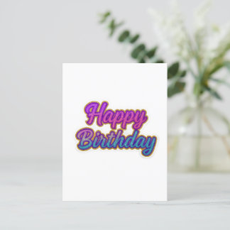 Happy Birthday Typografy Design in Pink, Lila a Einladungspostkarte
