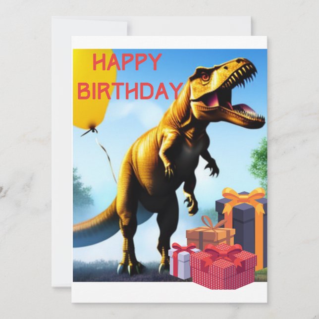 Happy Birthday Tyrannosaurus Dinosaurs Flat Card (Vorderseite)