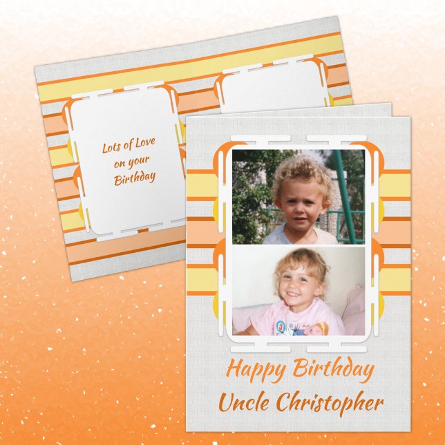 Happy Birthday Uncle orange und gelbes Foto Karte (Von Creator hochgeladen)