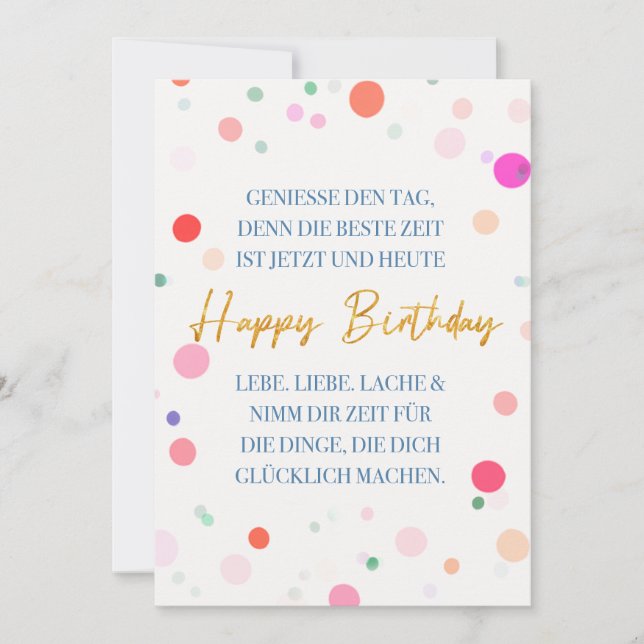 Happy Birthday und ein toller Spruch Gute Laune Einladung (Vorderseite)