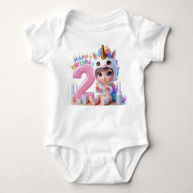 Happy Birthday Unicorn Baby Strampler (Vorderseite)
