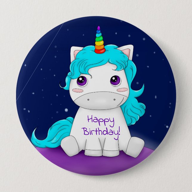 Happy Birthday Unicorn Button (Vorderseite)
