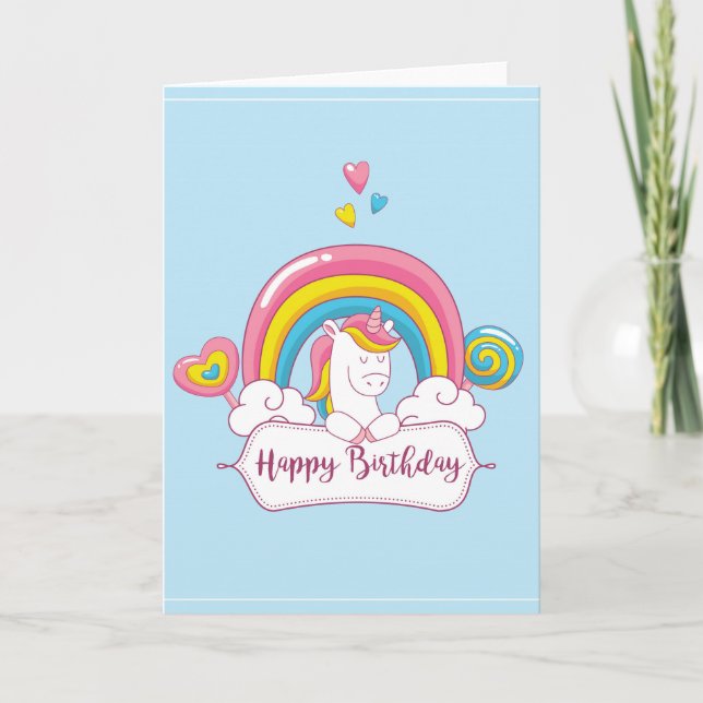 Happy Birthday Unicorn Karte (Vorderseite)