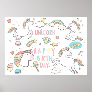 Happy Birthday Unicorn Poster