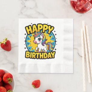 Happy Birthday Unicorn Serviette